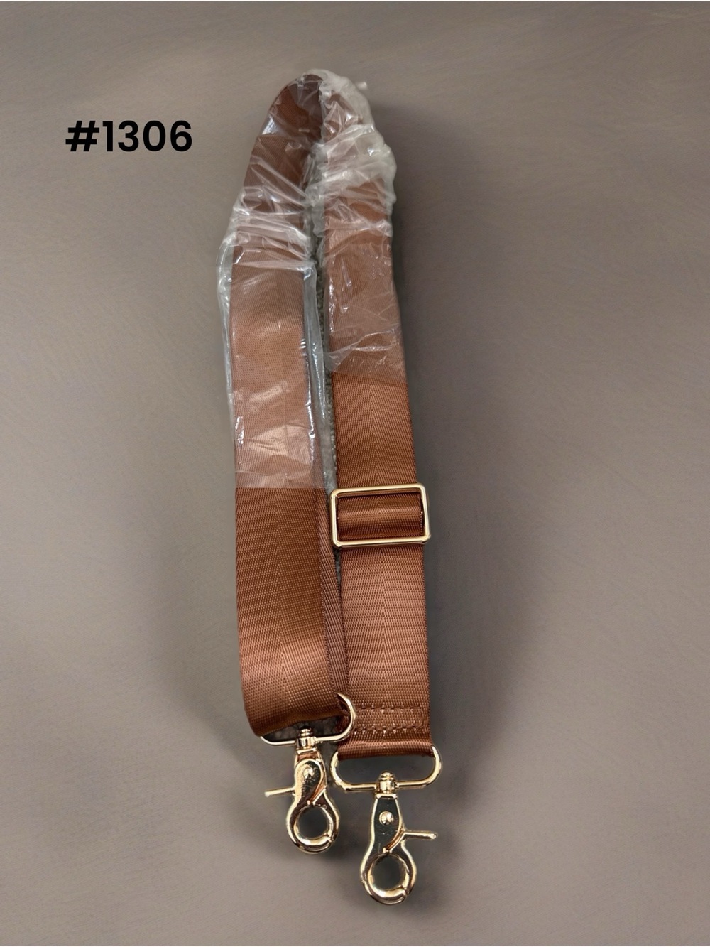 Adjustable Brown Shoulder Strap for Men Bags with Gold Hardware